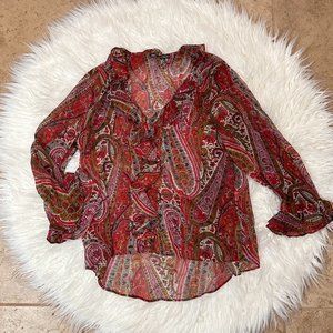 Zara Ruffle Paisley Blouse